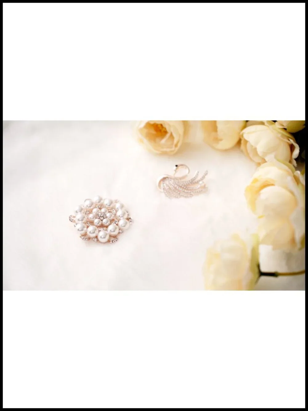 Faux Fur Shawl Wrap Stole Winter Bridal Scarf with Pearl Rhinestone Brooches